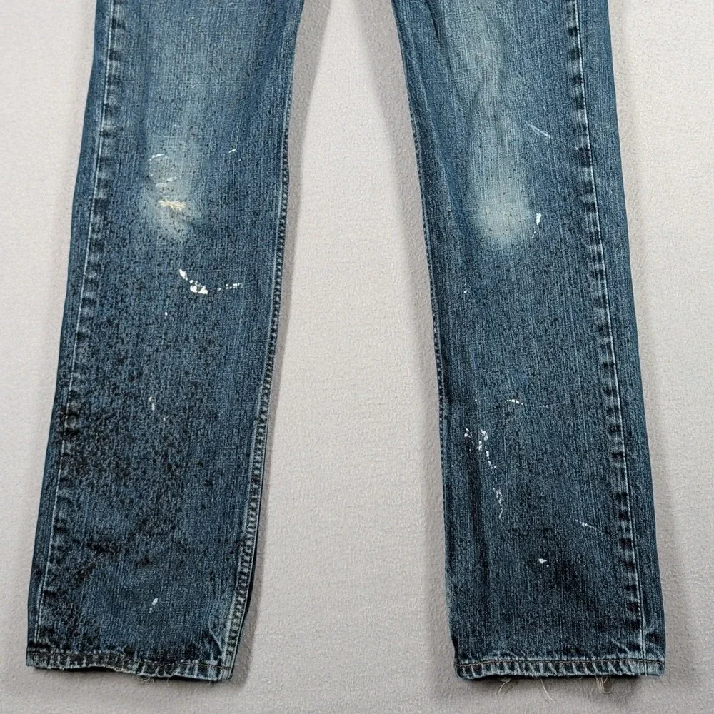 Levi's 514 Jeans Mens 32x34 Blue Denim‎ Distressed Paint Splatter